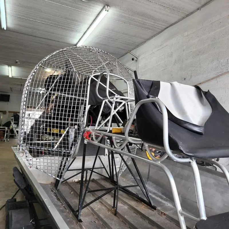 Custom airboat seating and engine cage