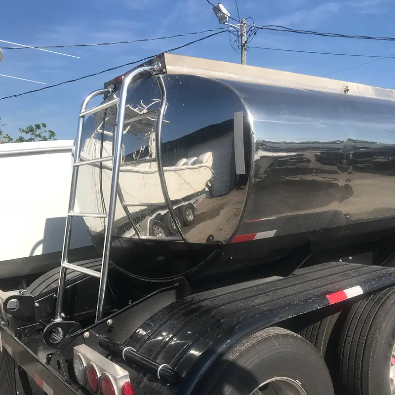 Custom rear ladder on a fuel truck