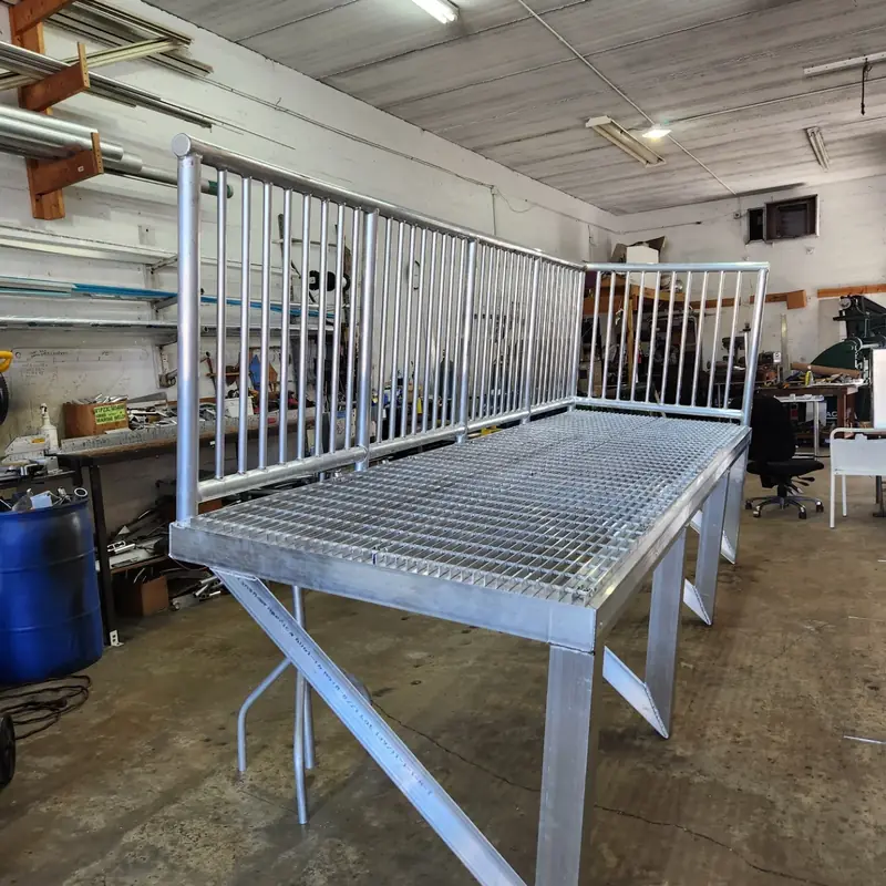 Custom platform with railing built for a generator