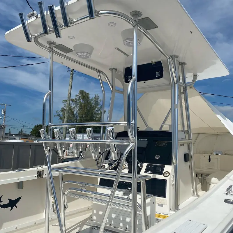 Hard top T-top reinforced with custom piping and added rod holders