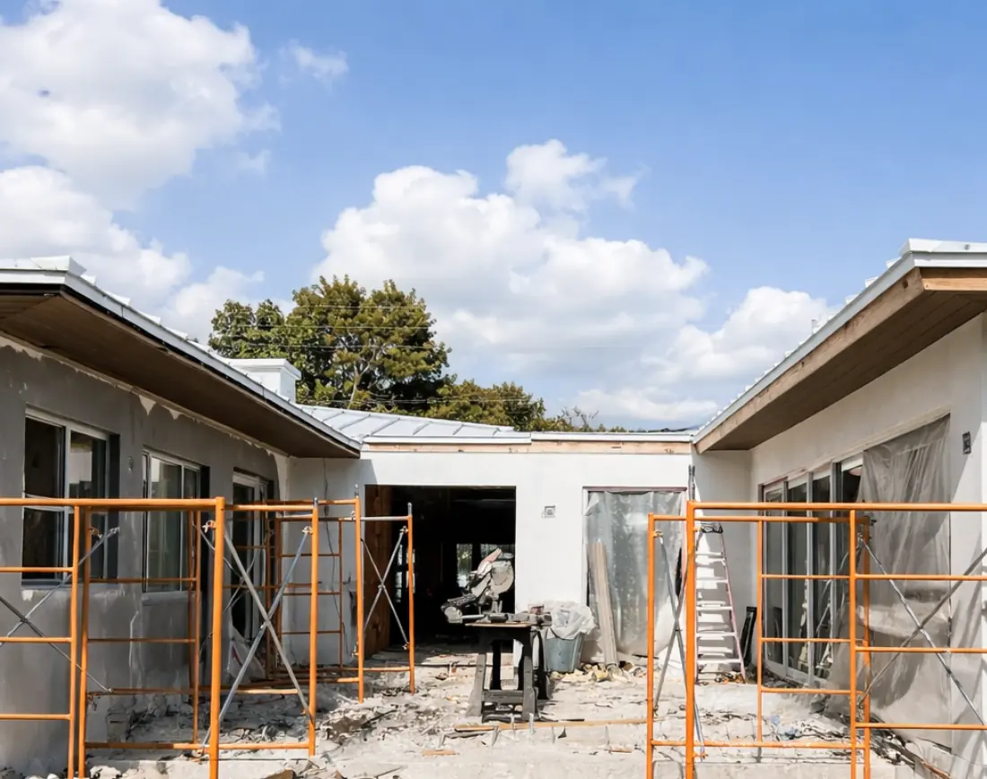 Structural work in progress on a Miami Beach residence