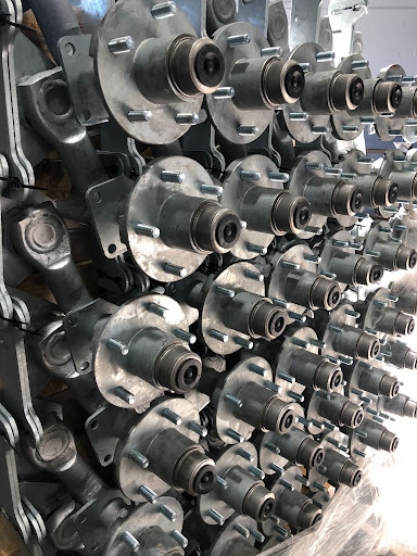 Trailer hubs and axles in the Rocket parts department