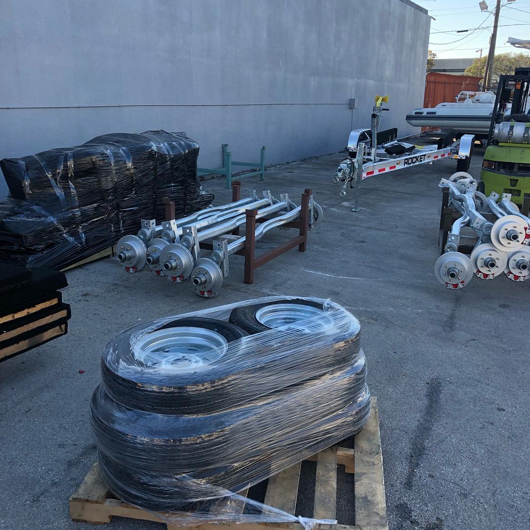Stack of finished Rocket aluminum trailer frames