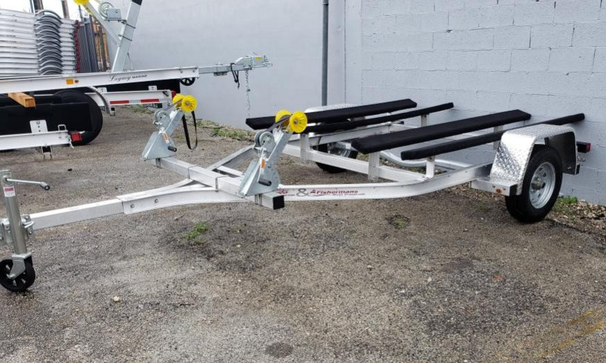Rocket aluminum jet ski trailer with dual bunks and winch posts